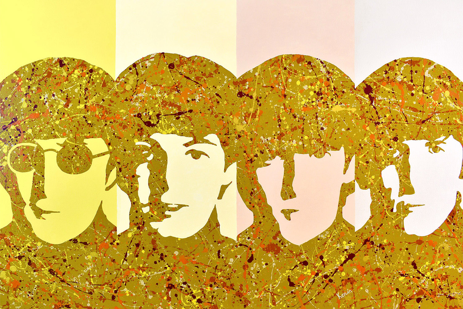 The Beatles pop art painting in a Jackson Pollock style | By Kerwin | Art prints