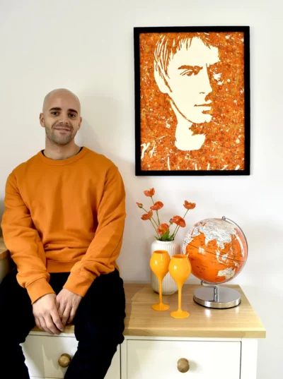 Paul Weller orange pop art painting prints By Kerwin | The Jam