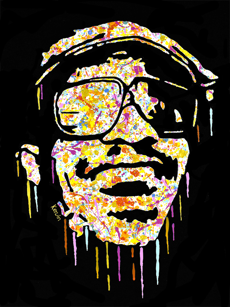 Stevie Wonder pop art painting in a Jackson Pollock style | By Kerwin | Art prints