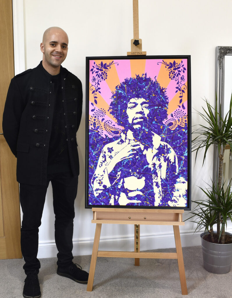 Jimi Hendrix pop art music painting prints | By Kerwin | Kerwin Blackburn | Purple Haze