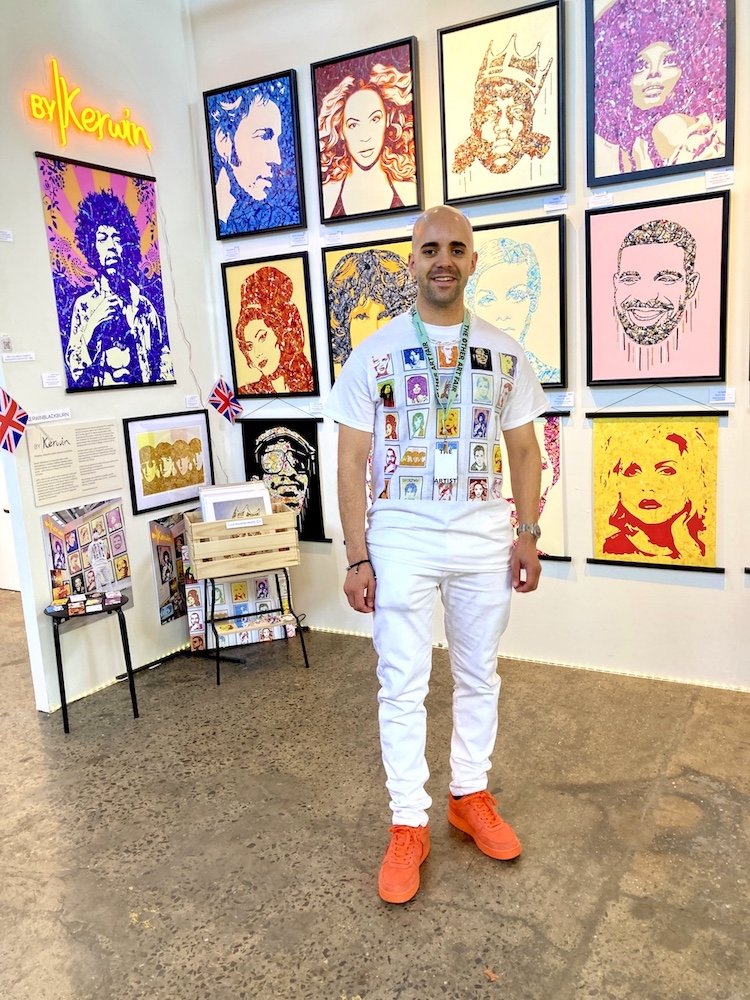 UK artist Kerwin Blackburn exhibiting his Jackson Pollock-inspired pop art paintings in New York City, June 2022 | By Kerwin