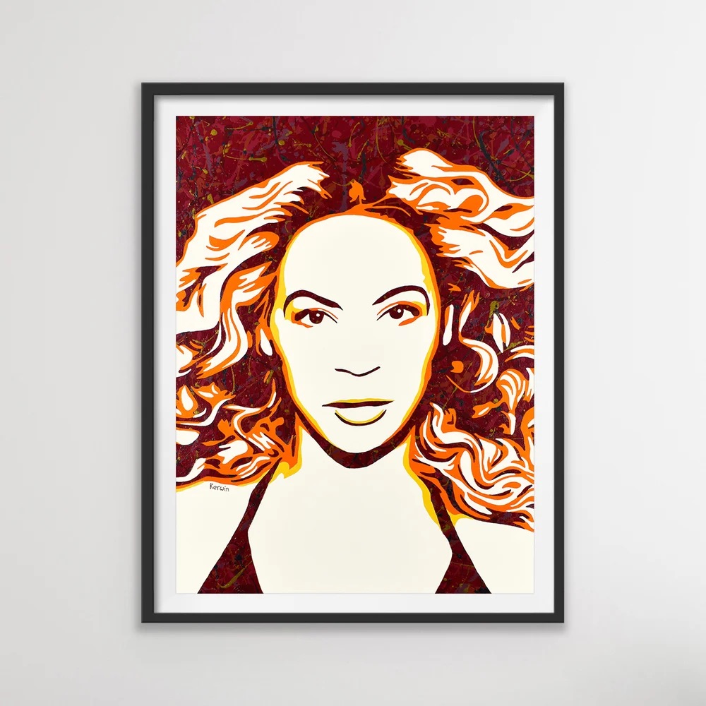 Beyonce pop art painting in a Jackson Pollock style | By Kerwin | Art prints