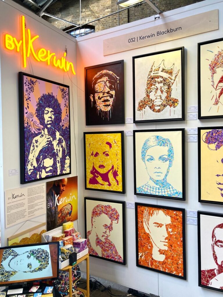UK artist Kerwin Blackburn at The Other Art Fair London with his pop art paintings | By Kerwin | Pop culture in a chaotic Jackson Pollock style