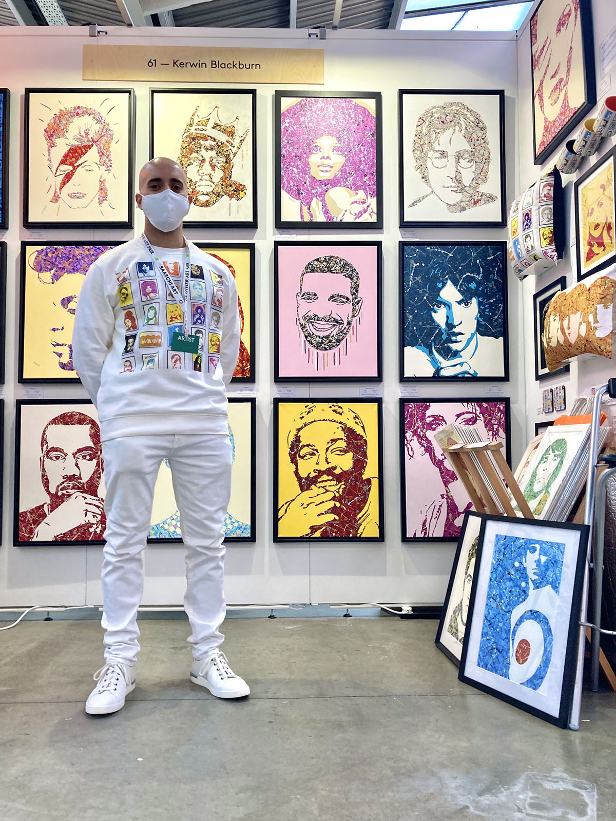 Kerwin Blackburn exhibiting his pop art, Jackson Pollock-inspired music paintings and prints at The Other Art Fair London, October 2021 | By Kerwin clothing | Richard Ashcroft | The Verve