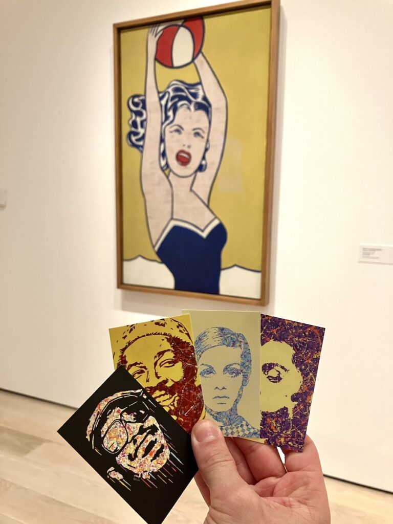 Roy Lichtenstein's Girl with Ball pop art painting at Museum of Modern Art, New York with my By Kerwin artwork