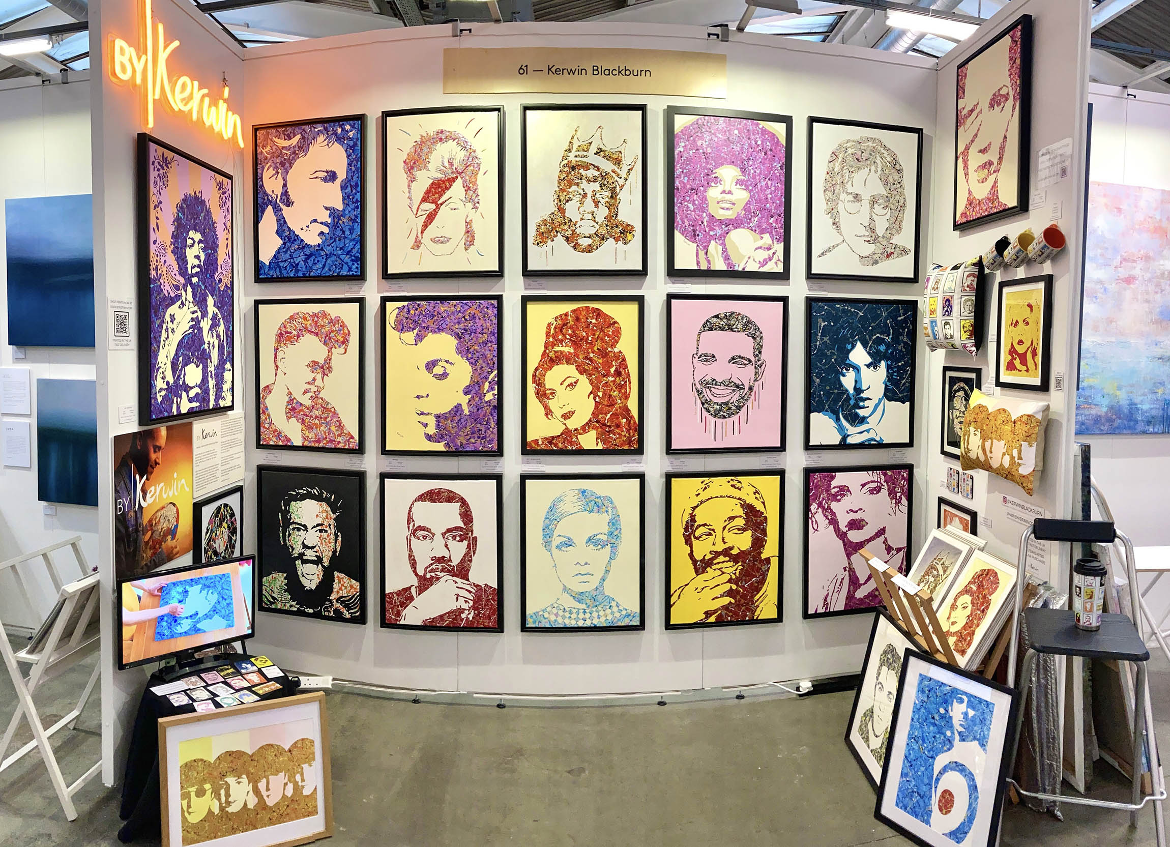 Kerwin Blackburn exhibiting his pop art, Jackson Pollock-inspired music paintings and prints at The Other Art Fair London, October 2021 | By Kerwin Kerwin Blackburn exhibiting his pop art, Jackson Pollock-inspired music paintings and prints at The Other Art Fair London, October 2021 | By Kerwin