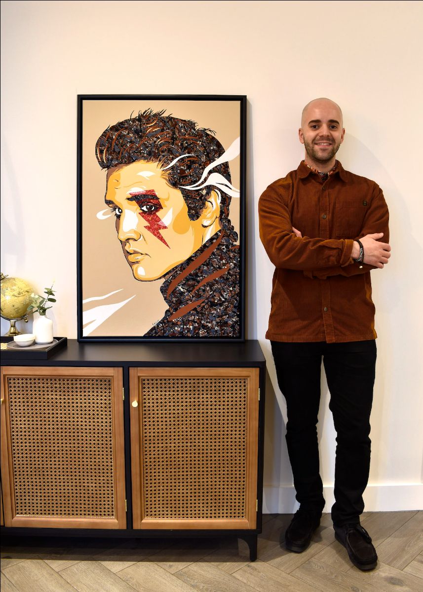Elvis Presley pop art music acrylic action painting & prints in a Jackson Pollock style | By Kerwin Blackburn | Music art posters