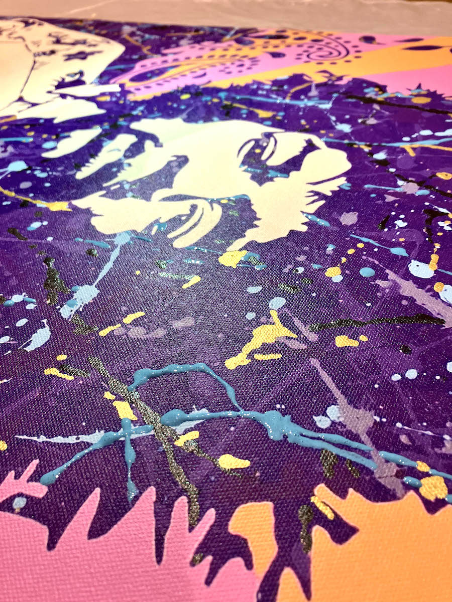 A Jimi Hendrix hand-embellished print | By Kerwin