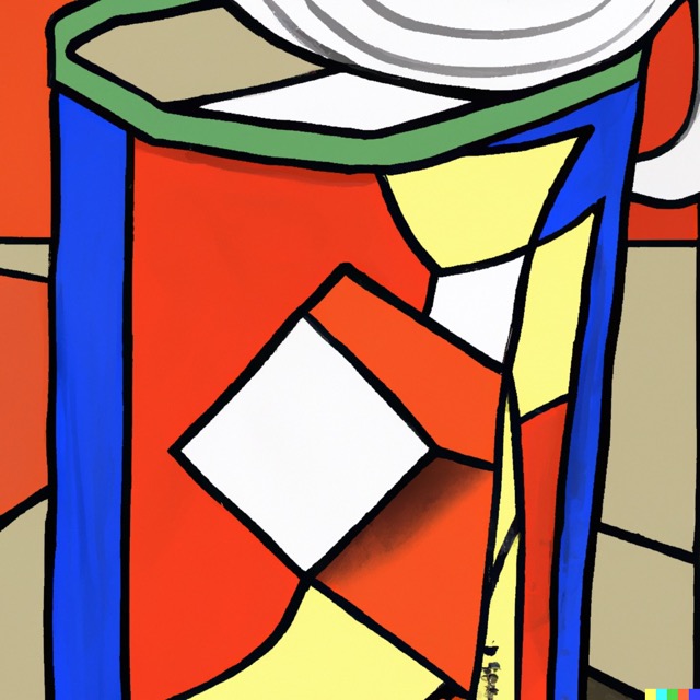 Andy Warhol's Campbell's Soup Cans Pop Art created in a Picasso Cubism style by artificial intelligence | By Kerwin Blog