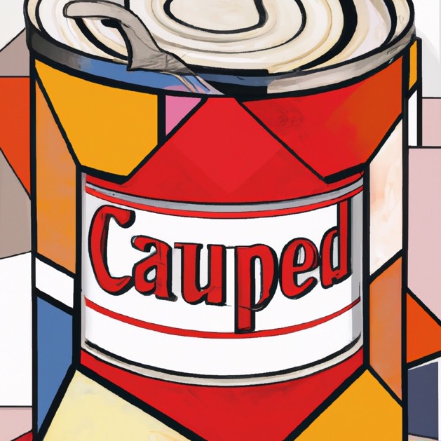 Andy Warhol's Campbell's Soup Cans Pop Art created in a Picasso Cubism style by artificial intelligence | By Kerwin Blog
