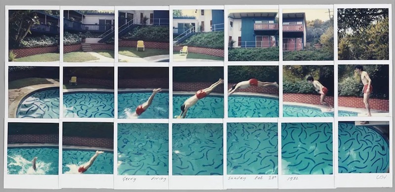 Jerry dives into the pool, 1982, photomontage by David Hockney