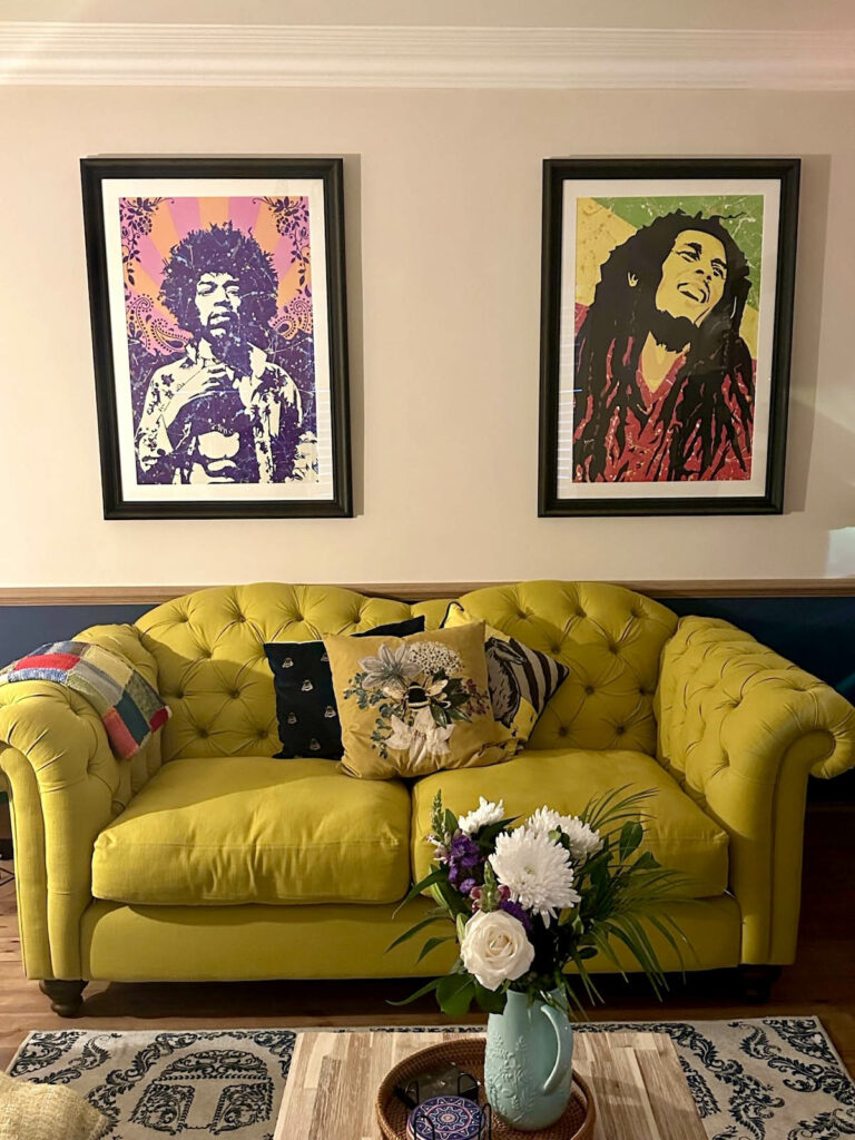 By Kerwin interior design home decor | Pop art prints | Bob Marley | Jimi Hendrix