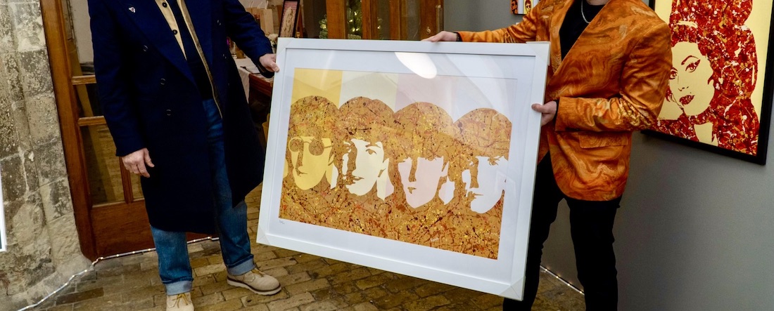 The Beatles framed pop art print By Kerwin