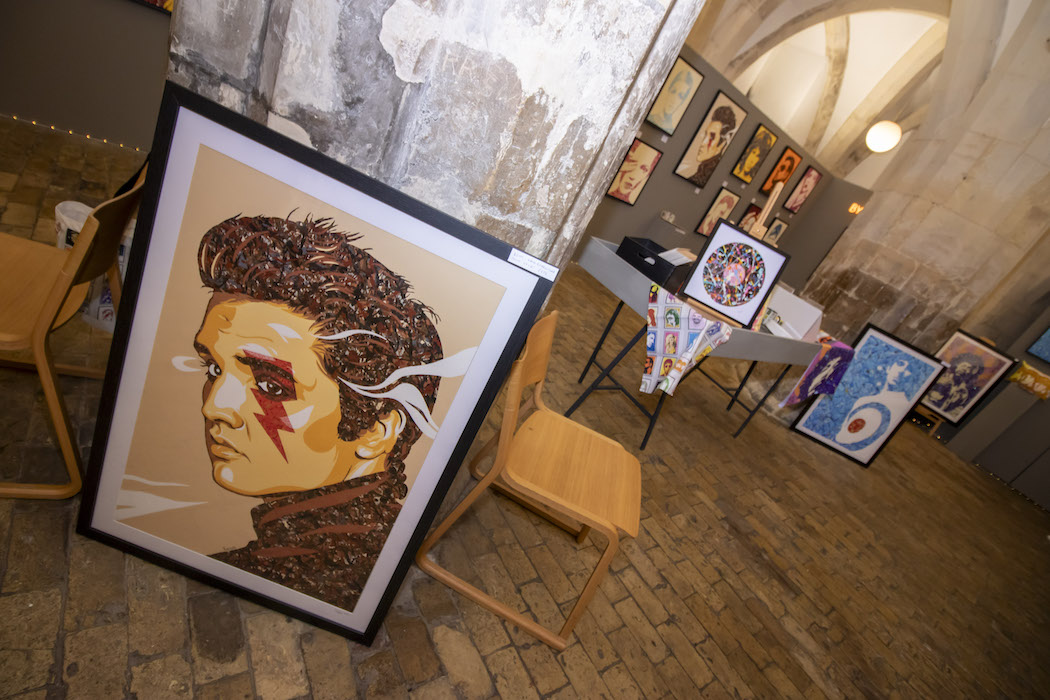 Elvis Presley framed canvas pop art print by Kerwin Blackburn at the Crypt Gallery Norwich