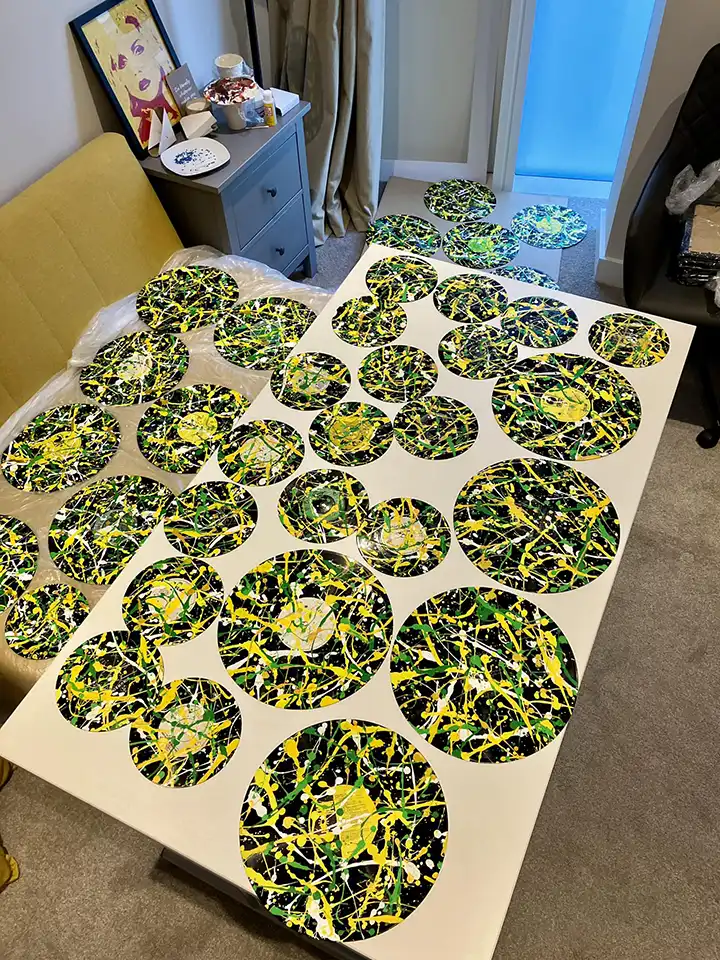 Painted Norwich City FC vinyl records By Kerwin, 2023
