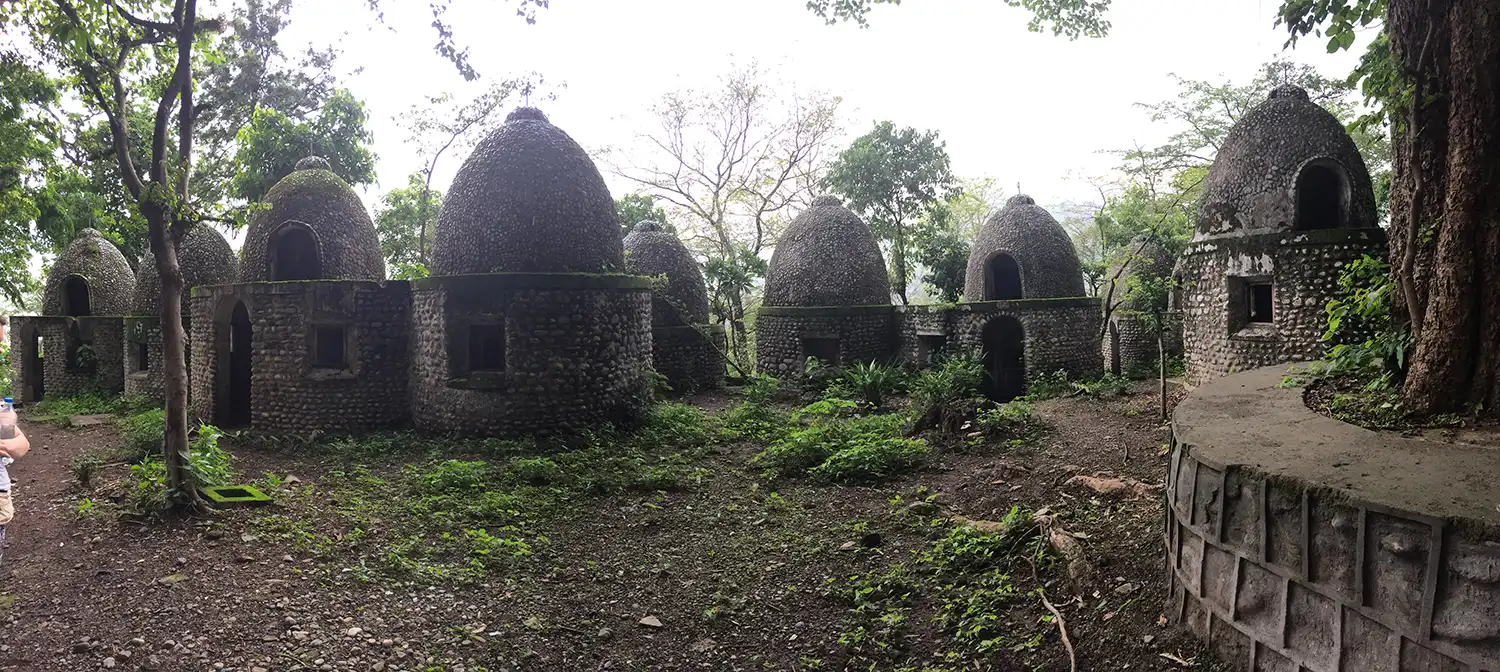 Meditation huts at the Beatles ashram in Rishikesh, India