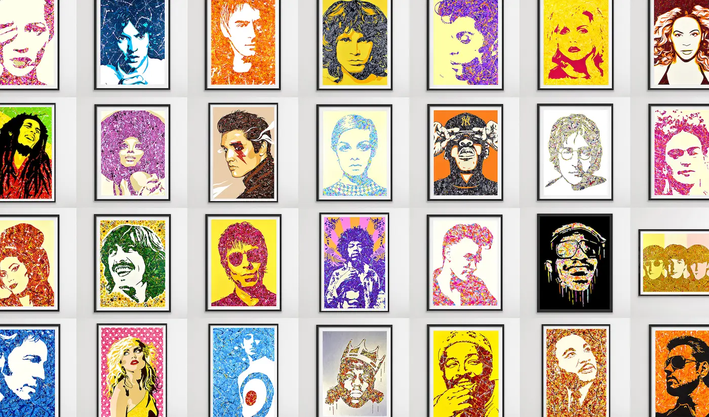 By Kerwin pop art music icons montage landscape
