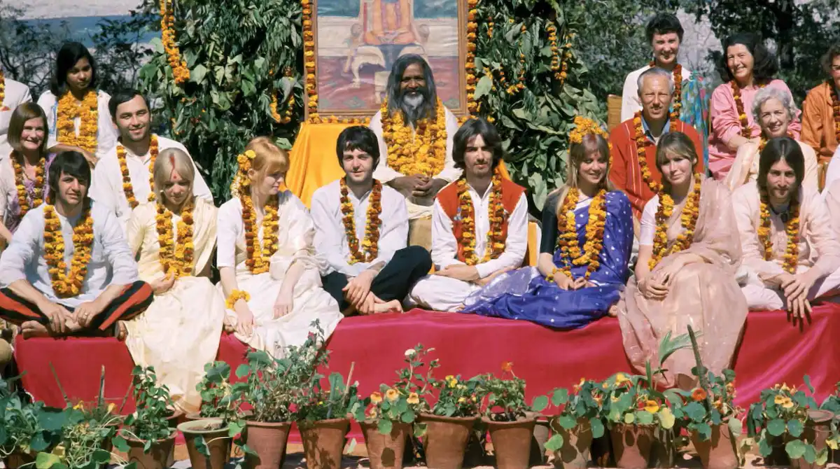 The Beatles in Rishikesh, India in 1968