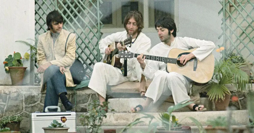 The Beatles in Rishikesh, India in 1968