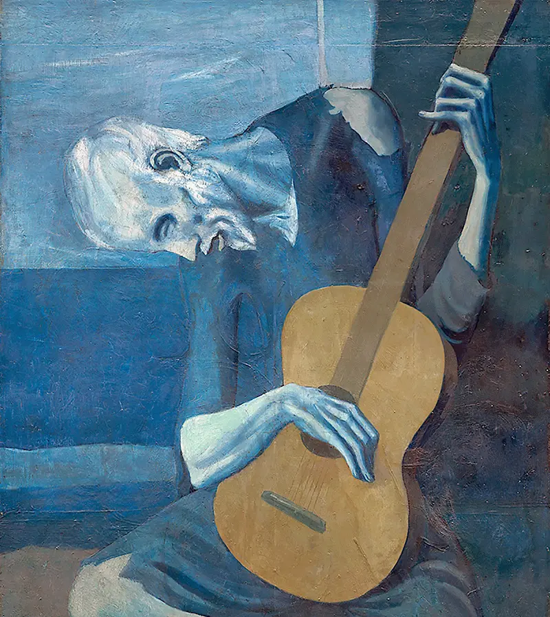The Old Guitarist, 1903-1904, by Pablo Picasso (credit: Newcity Art)