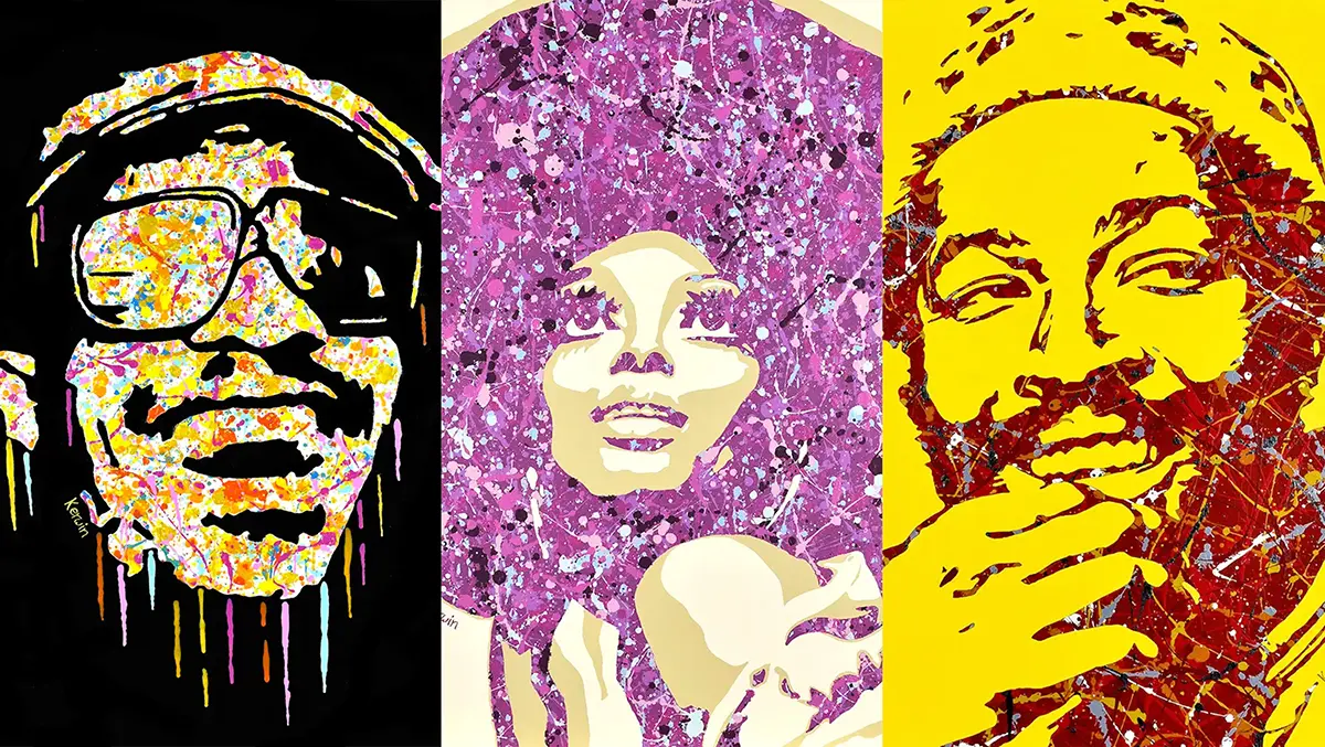 By Kerwin art Motown icons prints Diana Ross Stevie Wonder Marvin Gaye