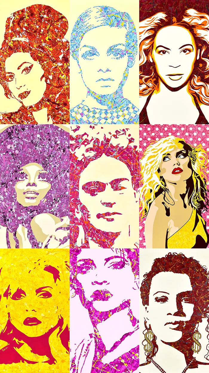 By Kerwin female pop art icon paintings print montage