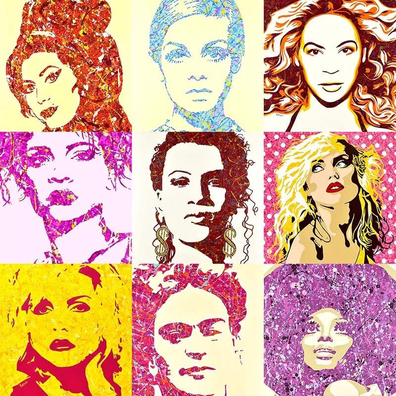 By Kerwin female pop art icon paintings print montage